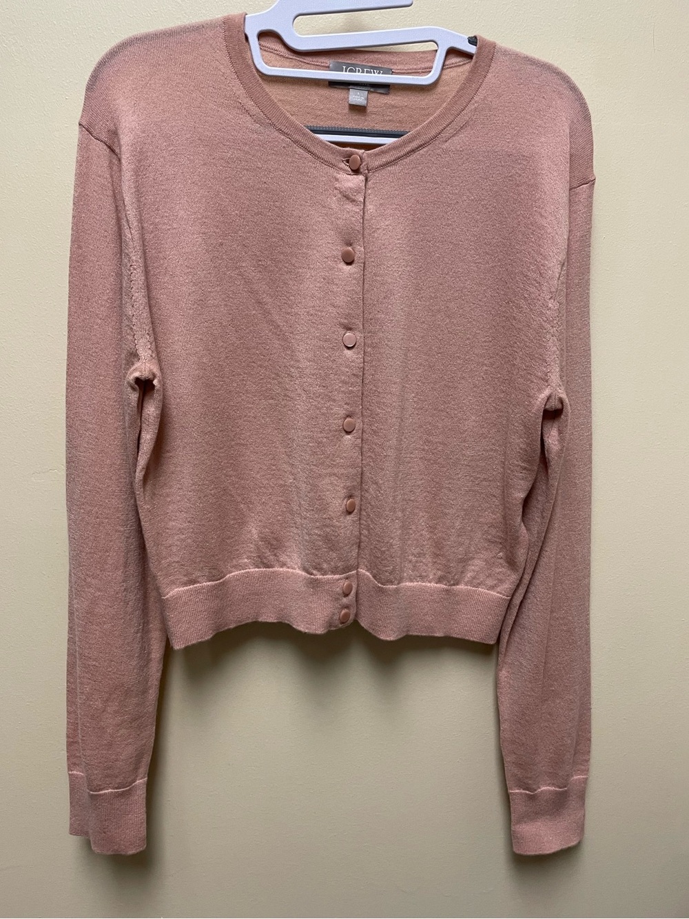 J. Crew Pink Cropped Button-Front Cardigan
